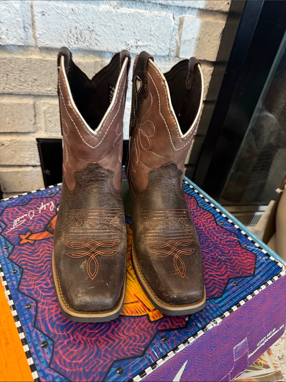 Justin Two-Tone Brown Western Cowboy Boots